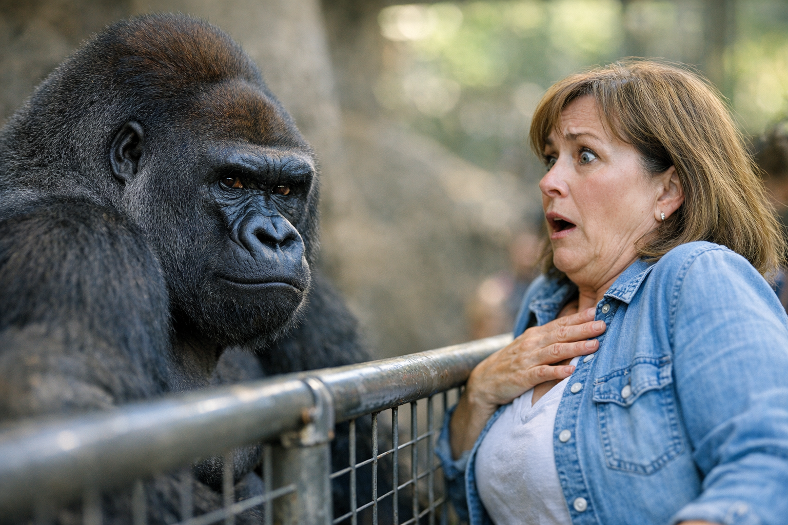 Gorilla's Unexpected Move Leaves Zoo Visitors in Panic